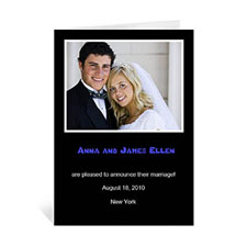 Personalized Classic Black Wedding Photo Cards, 5X7 Portrait Folded