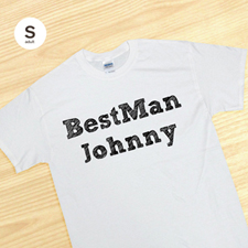 Custom Best Man White Cotton T-Shirt, S