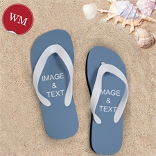 Make My Own Two Images Women Medium Color White Flip Flop Sandals