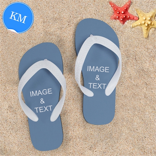 Design My Own Two Images Kids Medium Color White Flip Flops