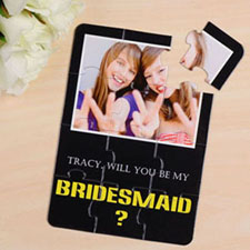 Elegant Black Will You Be My Bridesmaid Invitation Puzzle