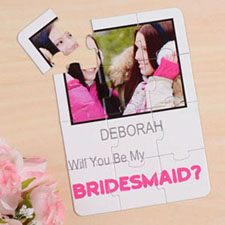White Will You Be My Bridesmaid Invitation Puzzle