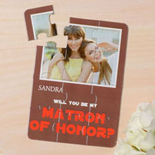 Personalized Brown Will You Be My Matron Of Honor Invitation Puzzle