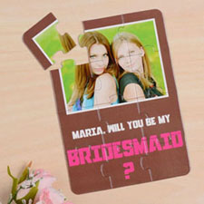 Personalized Brown Will You Be My Bridesmaids Invitation Puzzle