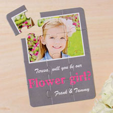 Personalized Gray Will You Be My Flower Girl Invitation Puzzle