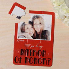 Personalized Red Will You Be My Maid Of Honor Invitation Puzzle