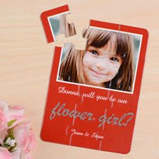 Personalized Red Will You Be My Flower Girls Invitation Puzzle