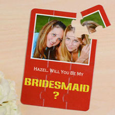 Personalized Red Will You Be My Bridesmaids Invitation Puzzle