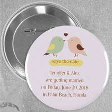 Love Birds Wedding Personalized Button Pin, 2.25