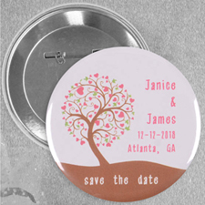 Oak Tree Wedding Favor Custom Button Pin, 2.25