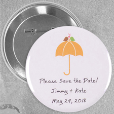 Modern Sweet Love Bird Wedding Custom Button Pin, 2.25