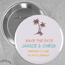 Tropical Beach Wedding Custom Button Pin, 2.25