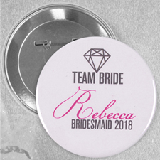 Bride Team Customized Name Button Pin, 2.25