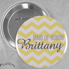 Yellow Chevron Pattern Custom Button Pin, 2.25