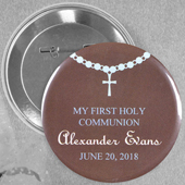 Baby Boy Baptism Custom Button Pin, 2.25