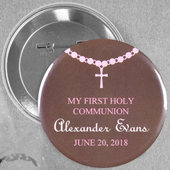 Baby Girl Baptism Custom Button Pin, 2.25