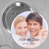 Wedding Photo Personalized Button Pin, 2.25