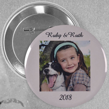 White Border Image Personalized Button Pin, 2.25