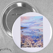 Simple White Portrait Image Personalized Button Pin, 2.5