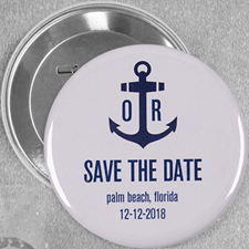 Anchor Nautical Wedding Personalized Button Pin, 3