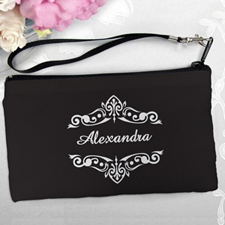 Personalized Black Swirly Vines Clutch Bag (5.5X10 Inch)