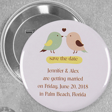 Love Birds Wedding Personalized Button Pin, 3