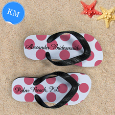 Design My Own Custom Name Carol Polka Dot Kids Medium Flip Flops