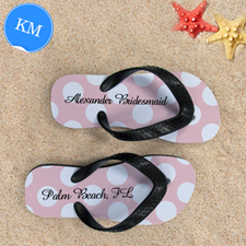 Design My Own Custom Name Light Pink Polka Dot Kids Medium Flip Flops
