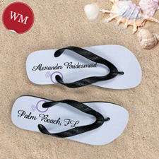 Lavender Wedding Ring Personalized Flip Flops, Women Medium