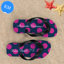 Design My Own Dot Navy Pink Personalized Monogrammed, Kid's Medium Flip Flops