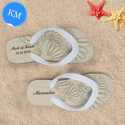 Design My Own Daisies Personalized Wedding Kids Medium Flip Flops