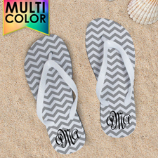 Create My Own Chevron Monogrammed  Many Colors White Straps Women Medium Flip Flop Sandals