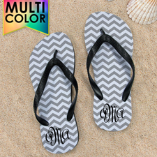 Design My Own Chevron Monogrammed  Many Colors Kids Medium Flip Flops