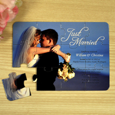 Personalized Just Married Wedding Announcement Invitation Puzzle