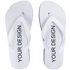 Custom Imprint Flip Flops (One Image) White Straps, Kids Medium