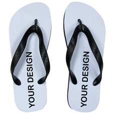 Custom Imprint Flip Flops (One Image) Black Straps, Men Medium
