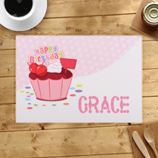 Personalized Girl First Birthday Cupcake Placemats