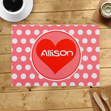 Personalized Carol And White Polka Dots Heart Placemats