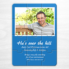 Personalized Blue Photo Birthday Puzzle Invite