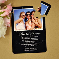 Personalized Black Bridal Shower Puzzle Invite