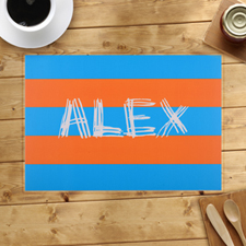 Personalized Blue Orange Stripes Placemats