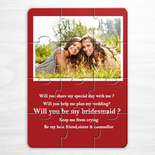Personalized Red Wedding Photo Puzzle Invite