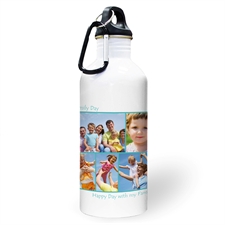 Personalized Photo Aqua Five Collage Two Textbox Water Bottle