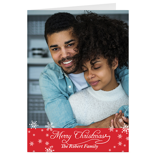 Simple Snow Red Personalized Christmas Greeting Card
