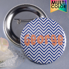 Navy Chevron Custom Button Pin, 2.25