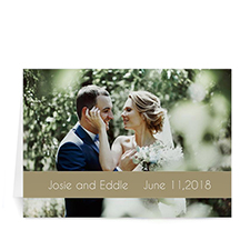 Personalized Gold Photo Wedding Cards, 5X7 Folded Causal