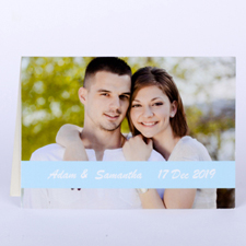 Personalized Baby Blue Photo Wedding Cards, 5X7 Folded Causal