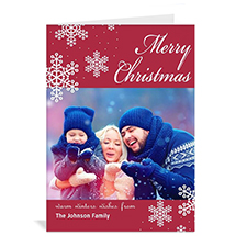 Personalized Snowy Holiday Red Christmas Card