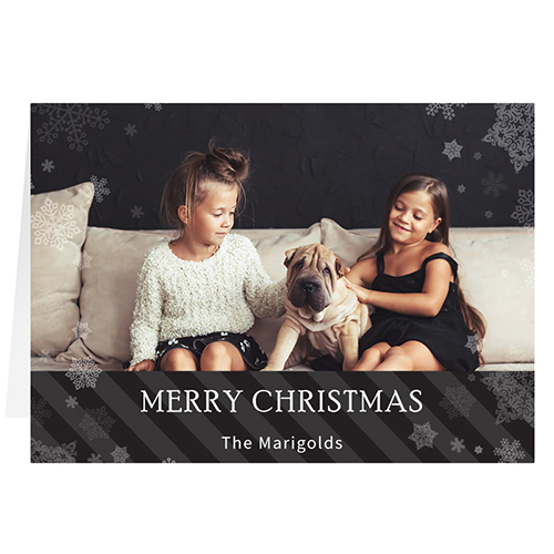 Let it Snow Black Personalized Christmas Greeting Card