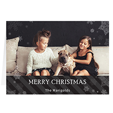 Let it Snow Black Personalized Christmas Greeting Card